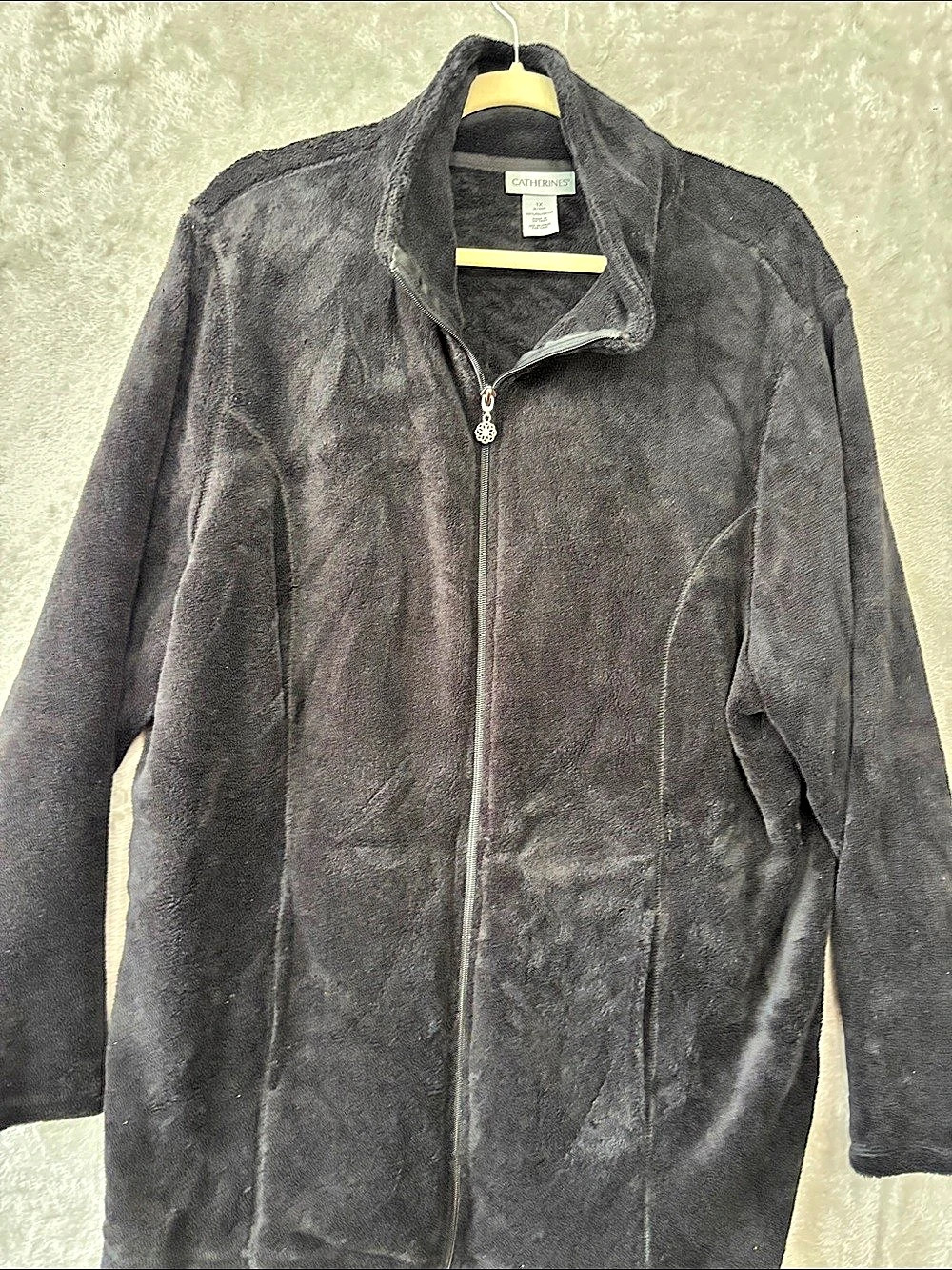 Catherines Black Zip Front Jacket Size 1X